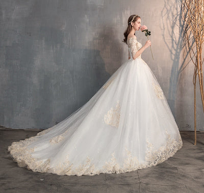 CW396 Real Photo cheap off the shoulder half sleeves Wedding dress