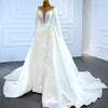 HW289 Real Picture Classy satin pearls beaded Wedding gown with overskirt