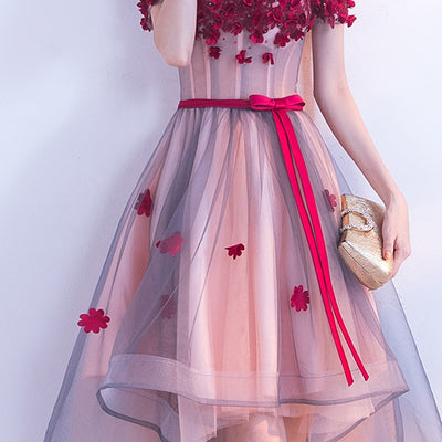 BH247 High Low Flowers Bridesmaid Dresses (3 Colors )