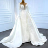 HW289 Real Picture Classy satin pearls beaded Wedding gown with overskirt