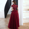 BH257 Burgundy high neck beaded Homecoming Dress