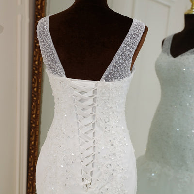 CW519 Real photo sleeveless sequin mermaid Bridal dress