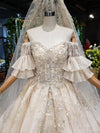 HW90 Princess off the shoulder bead sequin flare sleeves Wedding Gown
