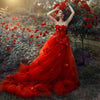 CG363 Strapless Red Wedding Dress for Pre-wedding photoshoot