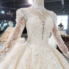 HW219 Real Photo Shining High Neck Long Sleeves Bridal Gown