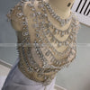 LG405 see through diamond beaded Gown with detachable train