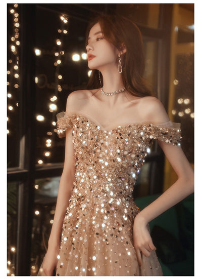 BH258 Off the shoulder sequined Homecoming dress