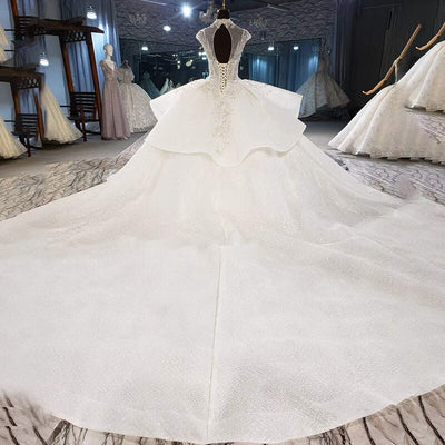HW361 Luxurious Crystal Beading Sequined Wedding Dress