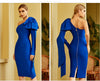MX273 Bow one shoulder Midi Party Dresses ( 2 Colors )