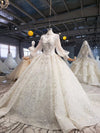 HW114 Luxurious High neck puff long sleeve  wedding gown