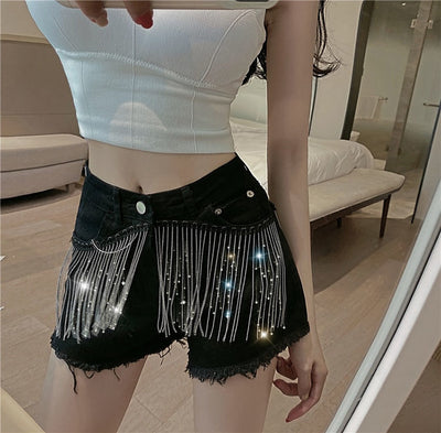 TP34  K-pop fashion High Waist tassel Shorts (2 Colors )