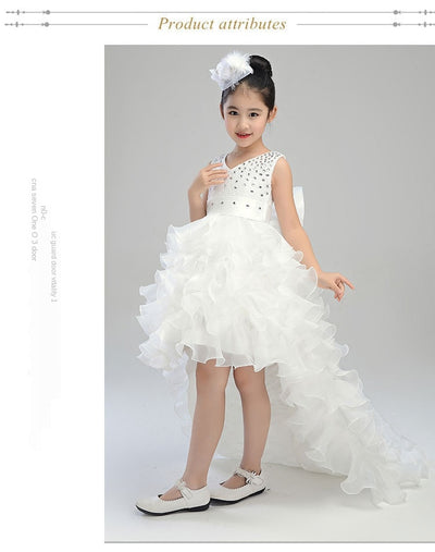 FG377 Girl Pageant dress with the removable tail ( 3 Colors )