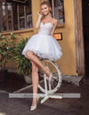 SS77 Sweetheart A Line Short Wedding Dress with removable Puff Sleeve