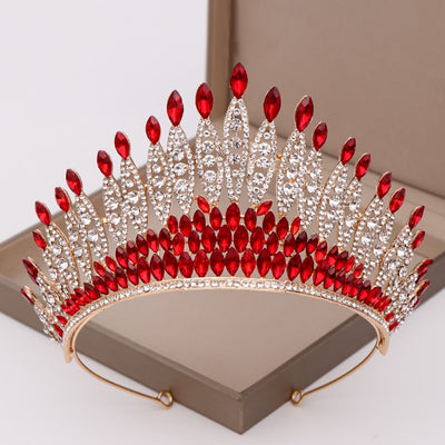 BJ380 Diamond Bridal Crowns ( Red /Silver )