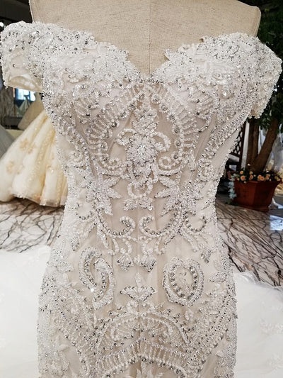 HW68 Luxury off shoulder sweetheart mermaid wedding dresses