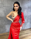 LG294 High quality Satin Long Sleeves Mermaid Evening Gowns(2 Colors)
