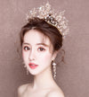 BJ374 Handmade Korean Bridal crown + Earrings