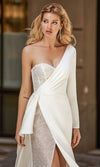 CW521 One shoulder Satin Glitter Beach Wedding dress
