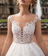 HW248 High-end Wedding Dresses With Embroidery Lace Illusion Neck