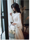 BH259 Light Champagne full puff sleeves Occasion Dress
