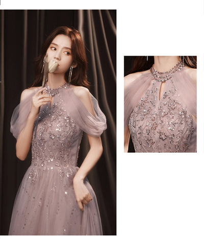 BH280 Chic Halter sequined Bridesmaid dresses (2 Colors )