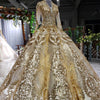 CG161 Real Picture Luxury Gold sequin beading Ball Gown