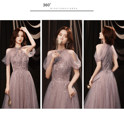 BH280 Chic Halter sequined Bridesmaid dresses (2 Colors )