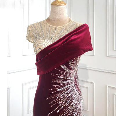 LG401 Real Pictures : Luxury velvet mermaid Evening Gowns (3 Colors )