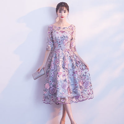 BH252 Floral embroidery Bridesmaid dresses (Purple/Red)