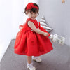 FG222 : 3pcs Sets :Baby Dress+Coat+Hairband(Pink/White/Red)