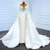 HW289 Real Picture Classy satin pearls beaded Wedding gown with overskirt