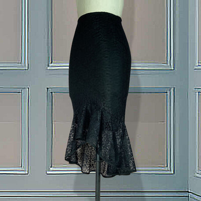 CK39 Black Lace High Waist Skirt