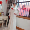 CW318 Real picture Simple lace long flare sleeves garden Wedding dress