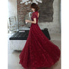 BH257 Burgundy high neck beaded Homecoming Dress