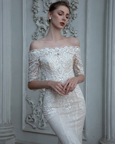 HW403 Half sleeve mermaid Bridal Gown