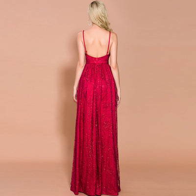 PP370 Sexy V Neck Glitter Maxi Dresses with overskirt (3 Colors )