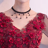BH249 Flower Burgundy Bridesmaid Dress