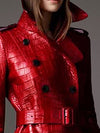 TJ179 Plus size PU Crocodile Leather Coats (Black/Red )