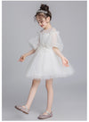 FG328 White Tulle Embroidery Flower Girl Dress