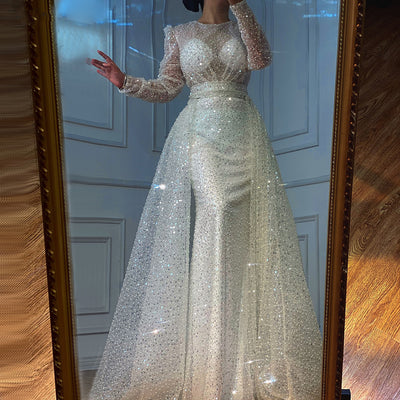 HW357 Custom made sequined mermaid Wedding dress with train