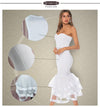 MX241 Plus size White strapless ruffle Cocktail Dress