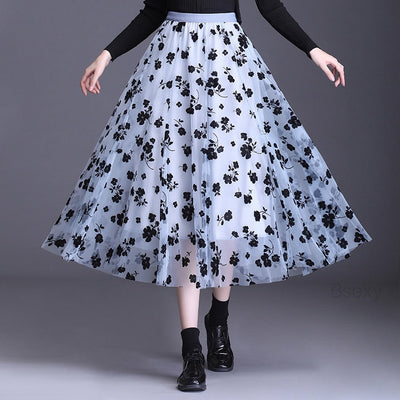 CK49 Korean style embroidery 3 layers Skirts(3 Colors)