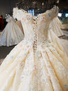 Luxury off shoulder sweetheart ball gown wedding dress