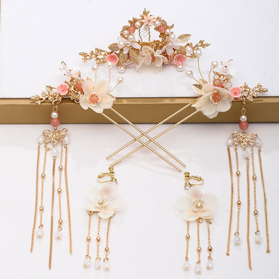 BJ216 Chinese flower tassel Bridal Hair jewelry sets