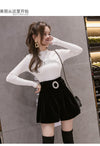 TP37 High waist wide leg Velvet shorts