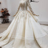 HW218 Real Photo Luxurious long sleeves Pearls Sequin Wedding Gown