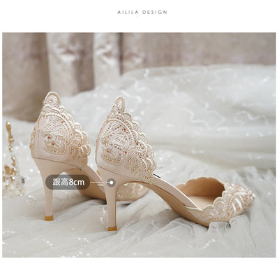 BS109 Korean style Champagne color Bridal Shoes
