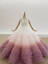 CG151 Real Photo 3D flowers top ruffle Ball gowns