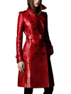 TJ179 Plus size PU Crocodile Leather Coats (Black/Red )