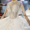 HW325 Real Pictures High neck short sleeves beaded Wedding Gowns